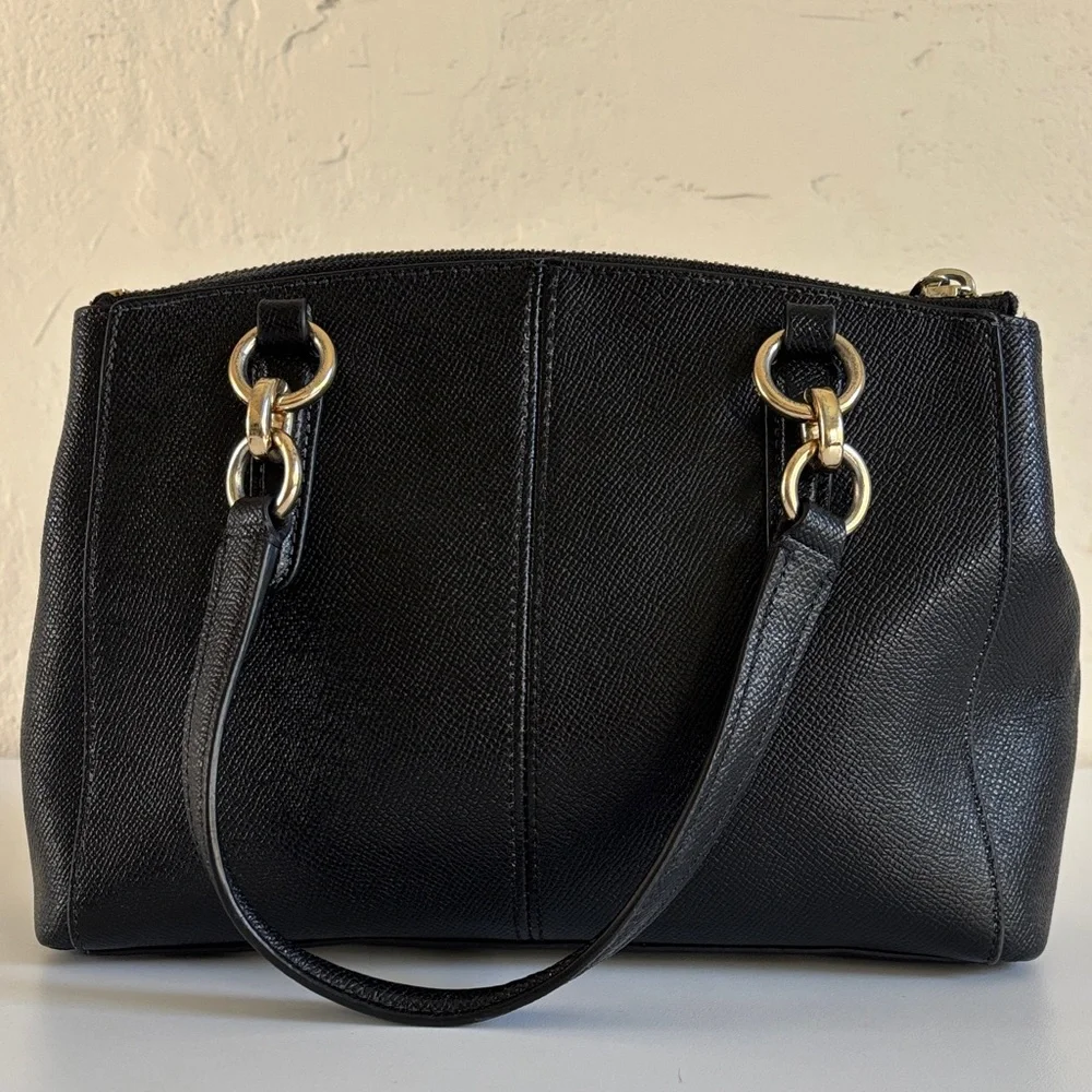 Coach Black Leather Mini Christie Carry‎ All Satchel / Crossbody